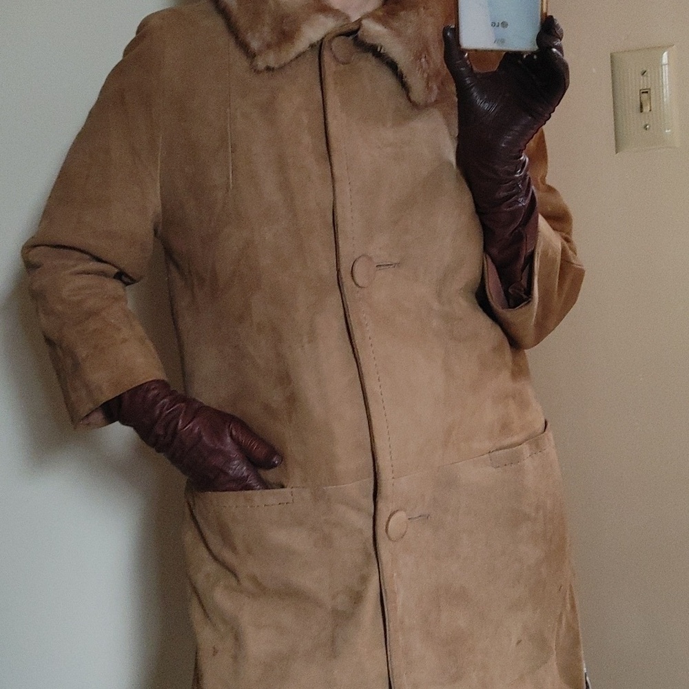 VTG Tan Suede and Mink Coat Size 4/6